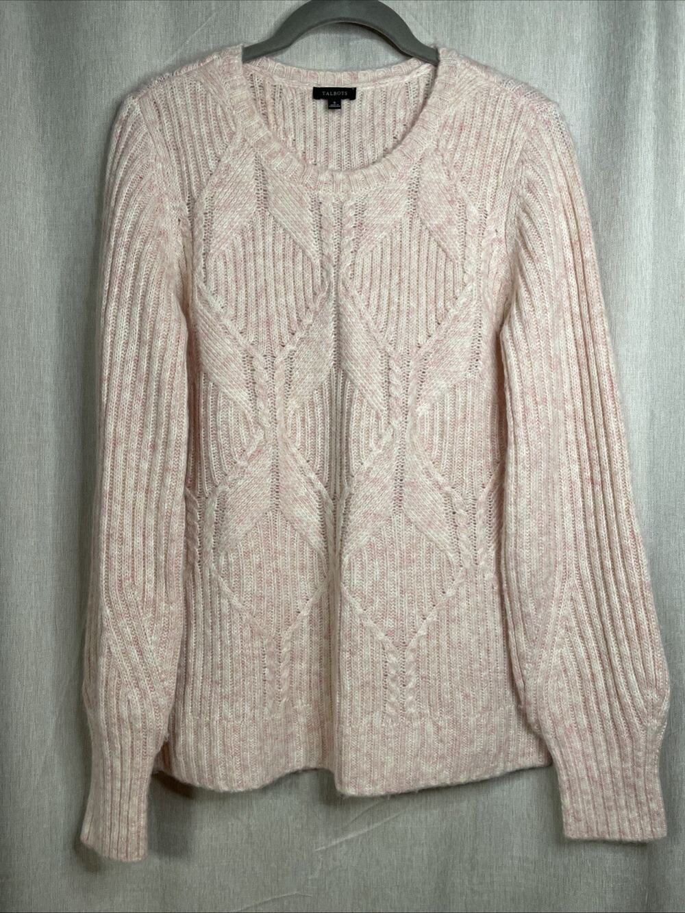 Talbots Sweater Women’s Size Small Wool Blend- Balloon Sleeves Crew Neck - Pink